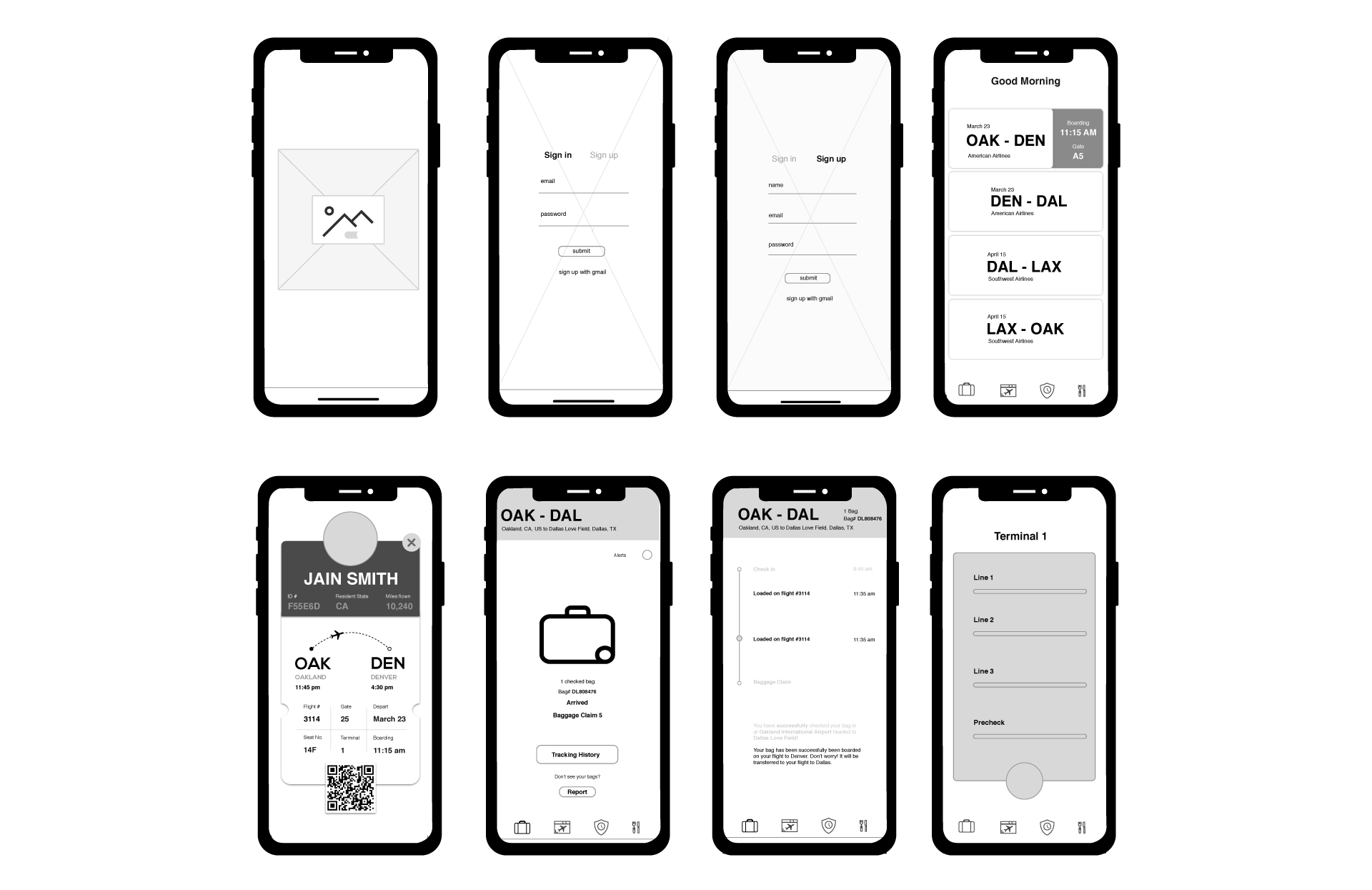 flybye wireframes